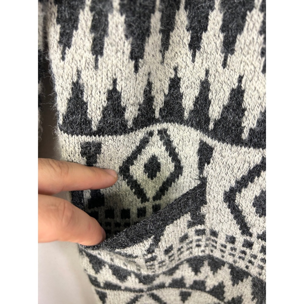 Boho Tribal Monteau Los Angeles Womens M Black White Geometric Hooded Cardigan - Picture 8 of 10